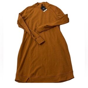 The Normal Brand Long Sleeve Midi Dress in Rust Brown